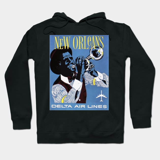 Travel to NEW ORLEANS for Jazz Festival Advertisement Vintage Airline Hoodie by vintageposters